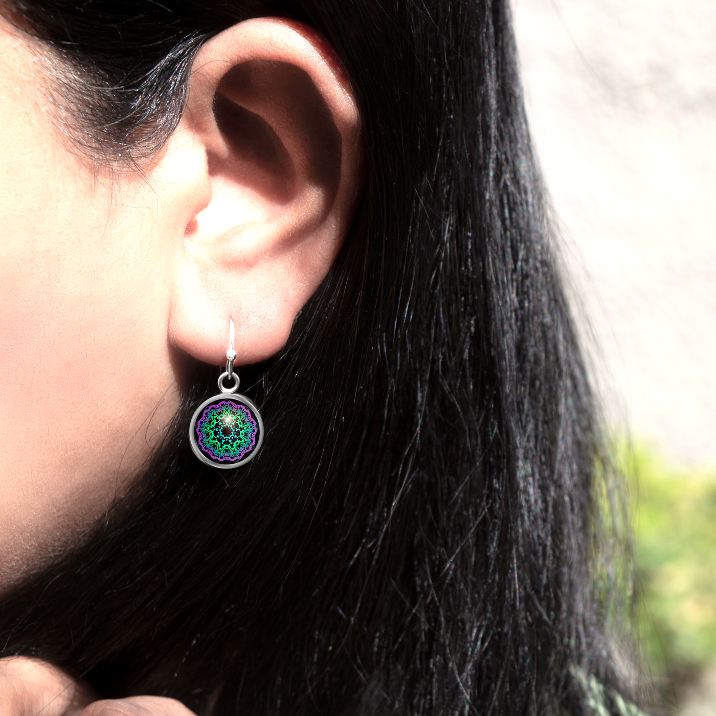 XX18 - Cleanse & Energize - Zurhy Earring Jewelry -  Sacred Geometry Symbols of Healing Arts - Ball Dot Hook
