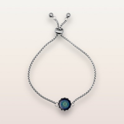 B11 - Cabochon Glass Bracelet - Sacred geometry symbols of healing Art