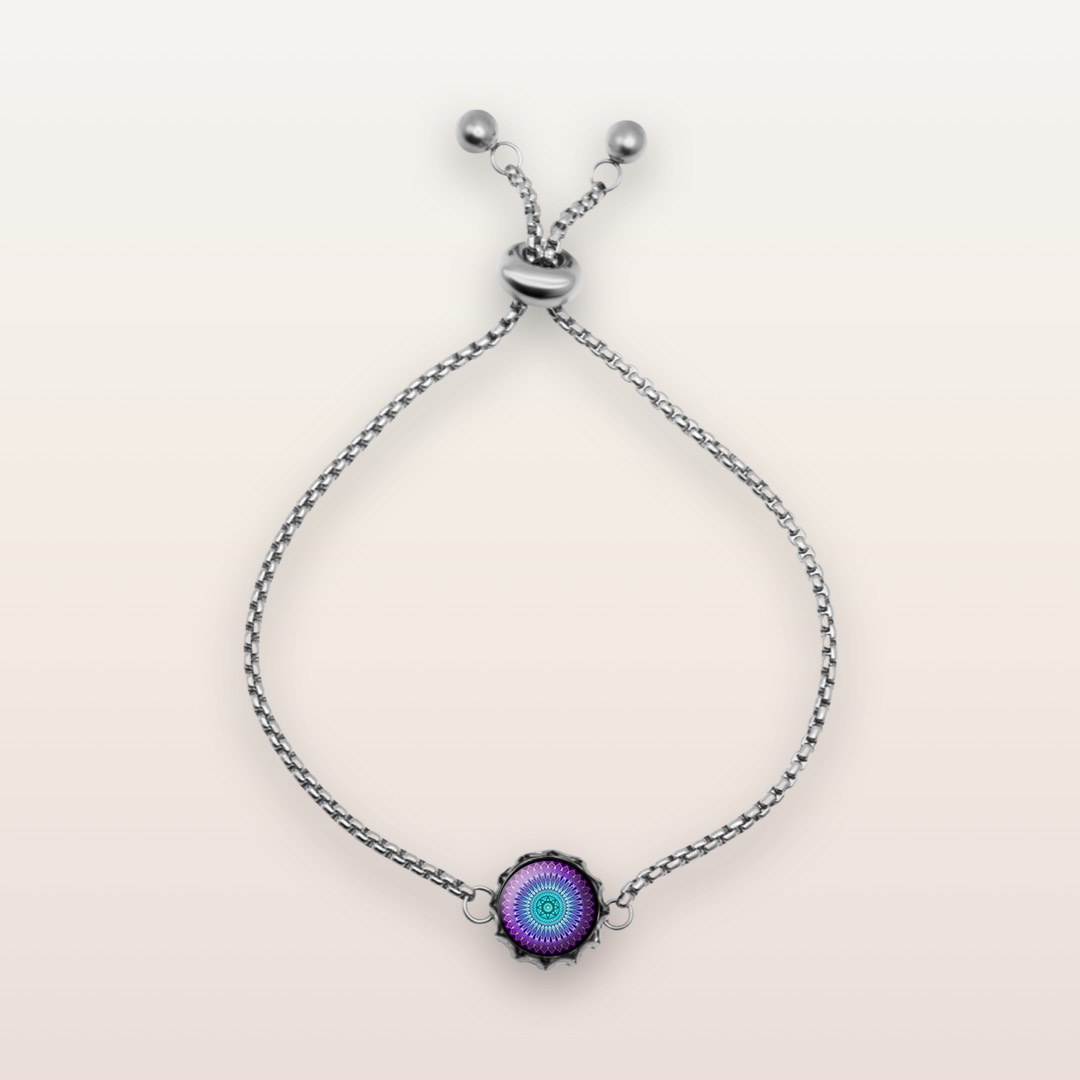 B1 - Cabochon Glass Bracelet - Sacred geometry symbols of healing Arts