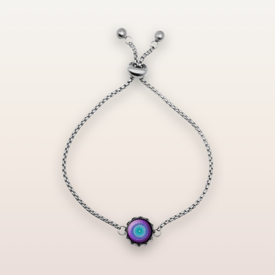 B1 - Cabochon Glass Bracelet - Sacred geometry symbols of healing Arts