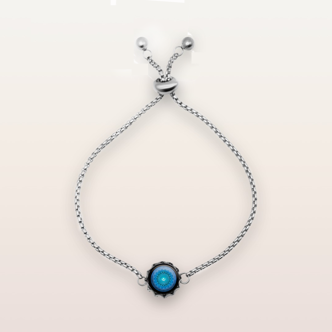 B4 - Cabochon Glass Bracelet - Sacred geometry symbols of healing Arts