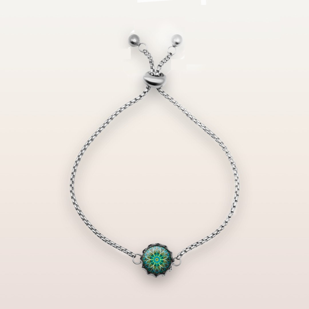 B5 - Cabochon Glass Bracelet - Sacred geometry symbols of healing Arts