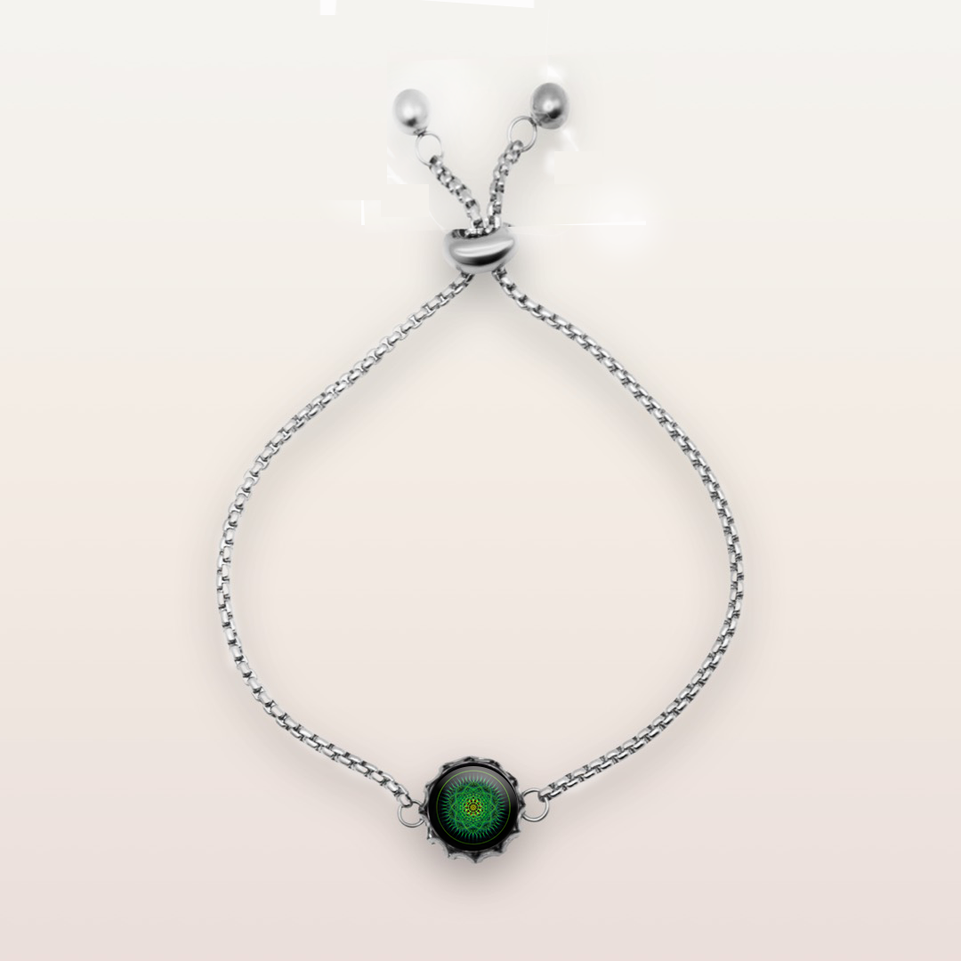 B6 - Cabochon Glass Bracelet - Sacred geometry symbols of healing Arts