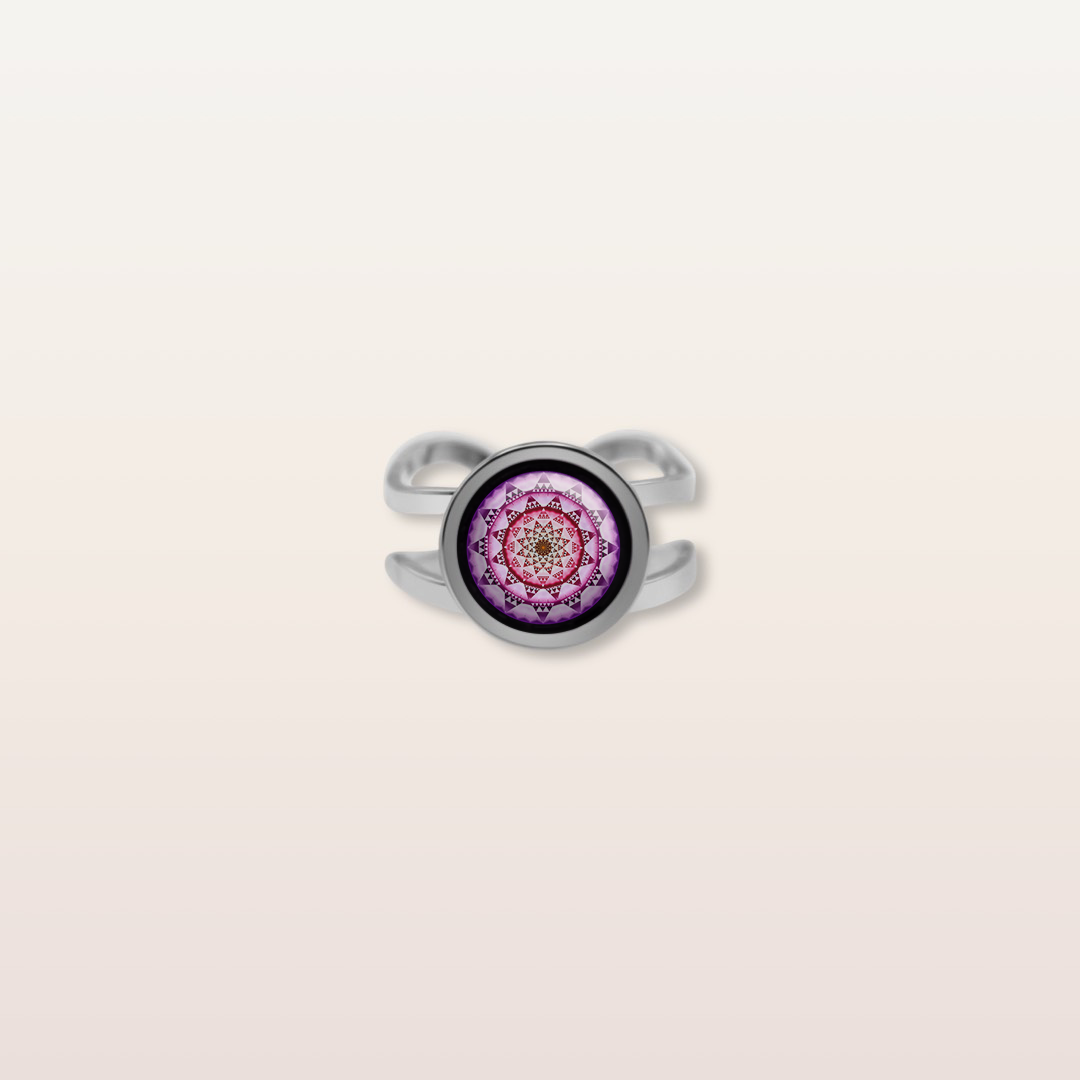 RR3 - Cabochon Glass Ring- Sacred geometry symbols of healing Arts