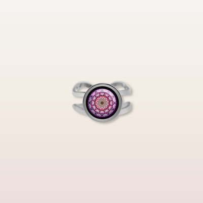 RR3 - Cabochon Glass Ring- Sacred geometry symbols of healing Arts