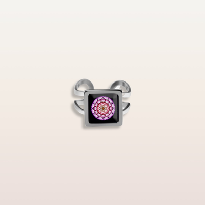 RRR3 - Cabochon Glass Ring- Sacred geometry symbols of healing Arts