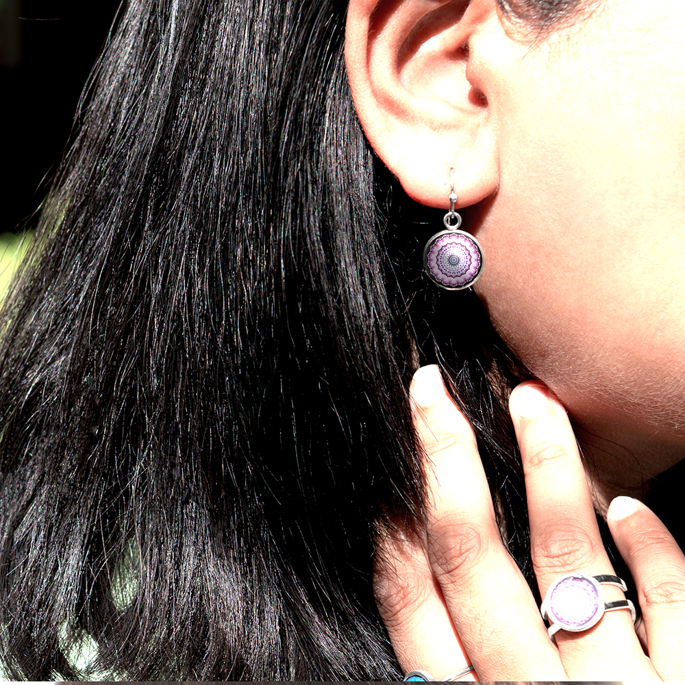 XX19 - Unconditional Love - Zurhy Earring Jewelry -  Sacred Geometry Symbols of Healing Arts - Ball Dot Hook