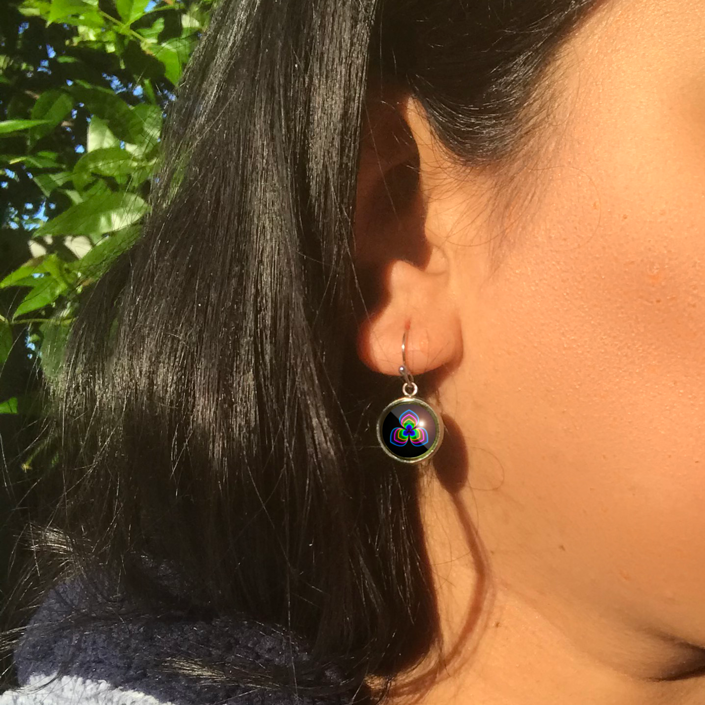 XX7 - Cleanse & Energize - Zurhy Earring Jewelry -  Sacred Geometry Symbols of Healing Arts - Ball Dot Hook