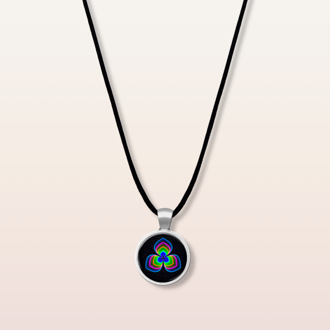 N9 - Cleanse and Energize - Cabochon Glass Necklace - Sacred geometry symbols of healing Arts