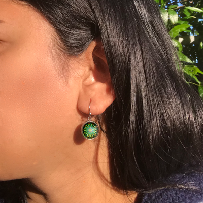 XX14 - Gratitude - Zurhy Earring Jewelry -  Sacred Geometry Symbols of Healing Arts - Ball Dot Hook