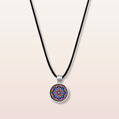 N19 - Creative Abundance - Cabochon Glass Necklace - Sacred geometry symbols of healing Arts