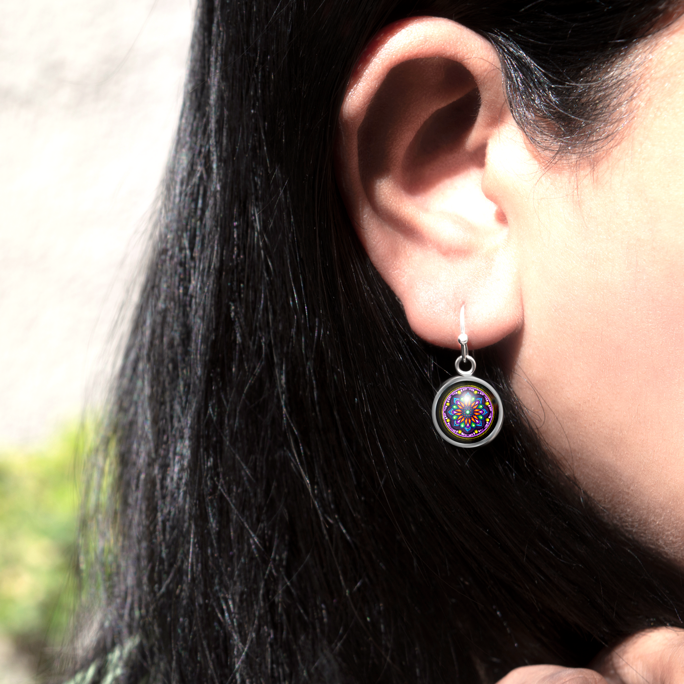 XX15 - Creative Abundance - Zurhy Earring Jewelry -  Sacred Geometry Symbols of Healing Arts - Ball Dot Hook