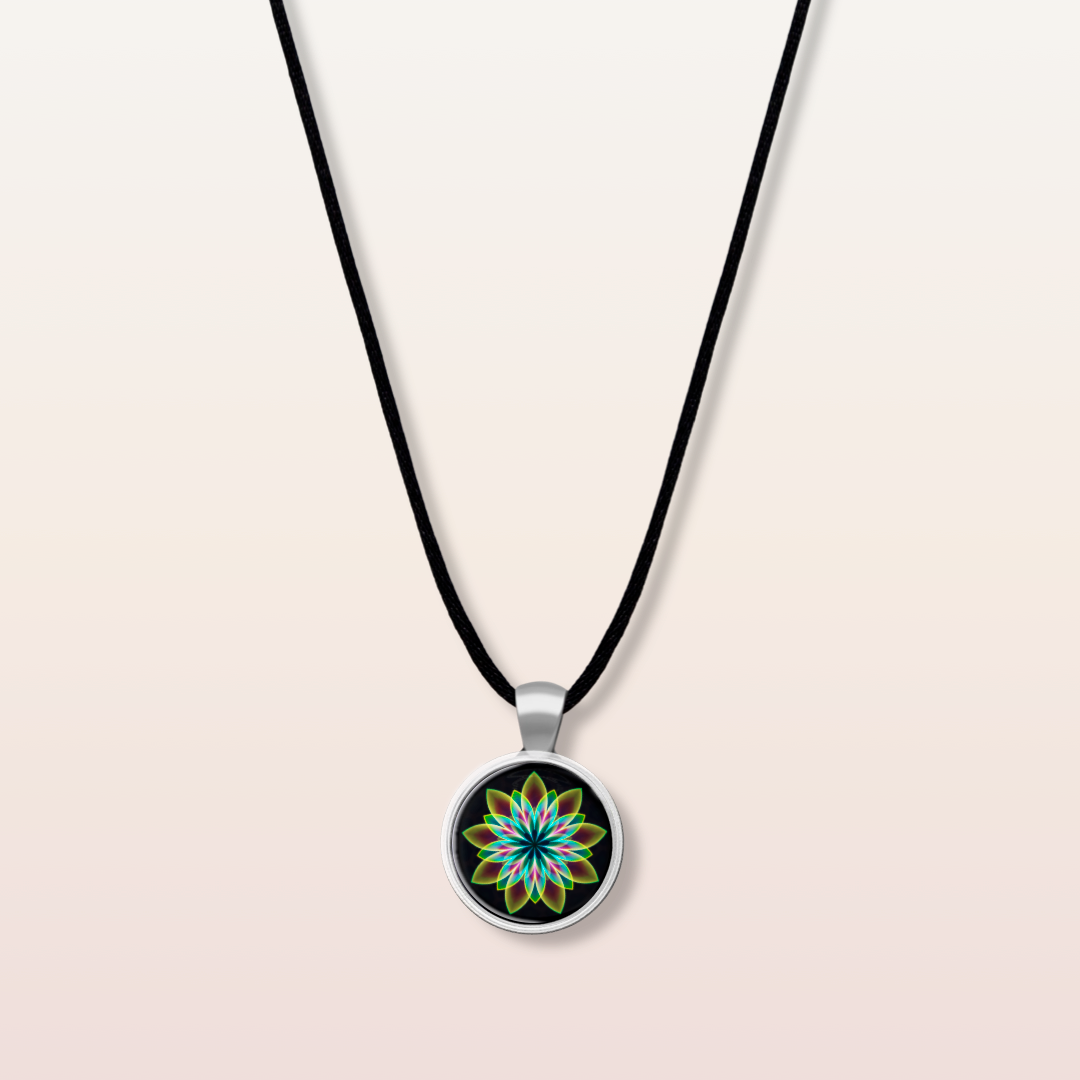 N20 - Empowerment - Cabochon Glass Necklace - Sacred geometry symbols of healing Arts