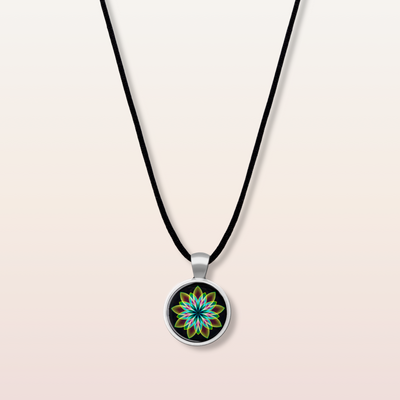 N20 - Empowerment - Cabochon Glass Necklace - Sacred geometry symbols of healing Arts