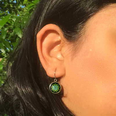 XX16 - Empowerment - Zurhy Earring Jewelry -  Sacred Geometry Symbols of Healing Arts - Ball Dot Hook
