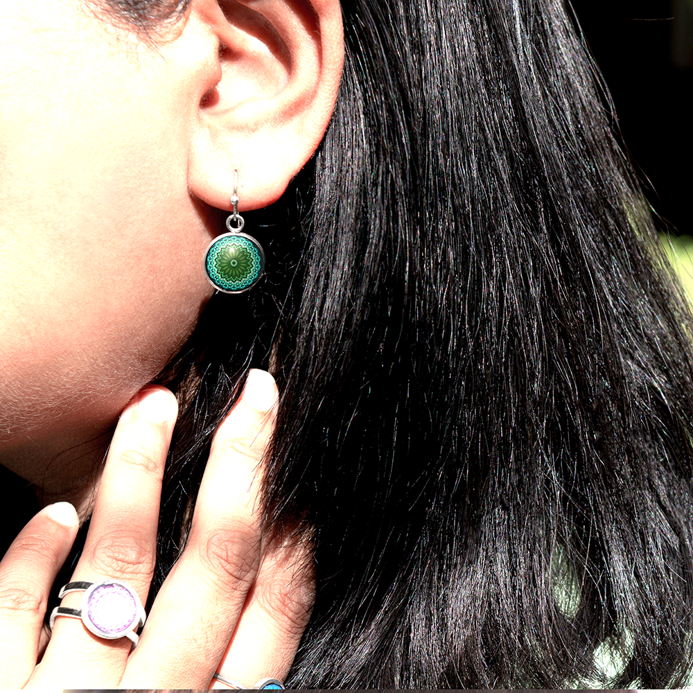 XX13 - Emotional Healing - Zurhy Earring Jewelry -  Sacred Geometry Symbols of Healing Arts - Ball Dot Hook