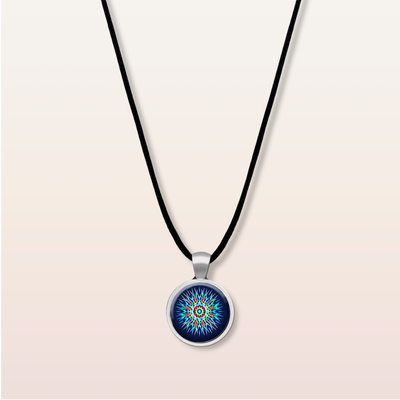 N10 - Abundance- Cabochon Glass Necklace - Sacred geometry symbols of healing Arts