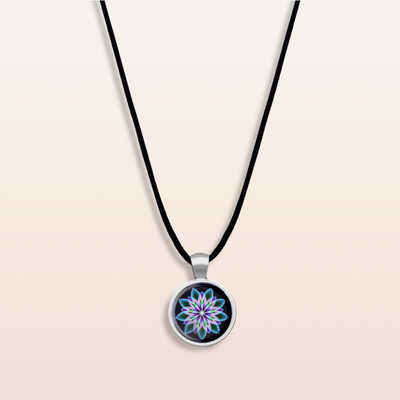 N11 - Divine Connection - Cabochon Glass Necklace - Sacred geometry symbols of healing Arts
