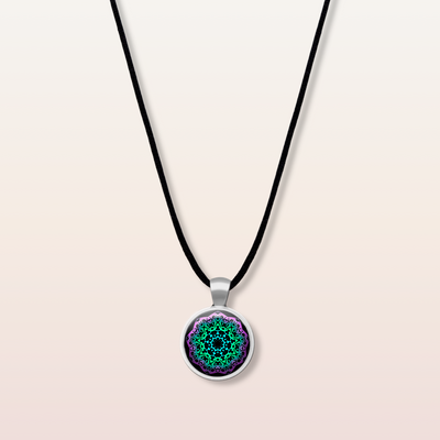N2 - Cleanse & Energize - Cabochon Glass Necklace - Sacred geometry symbols of healing Arts