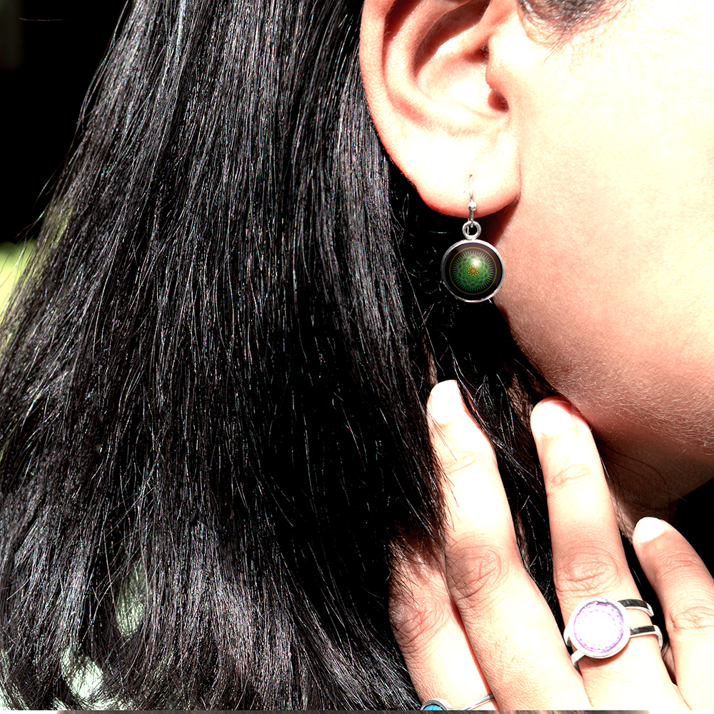 XX6 - Protection - Zurhy Earring Jewelry -  Sacred Geometry Symbols of Healing Arts - Ball Dot Hook