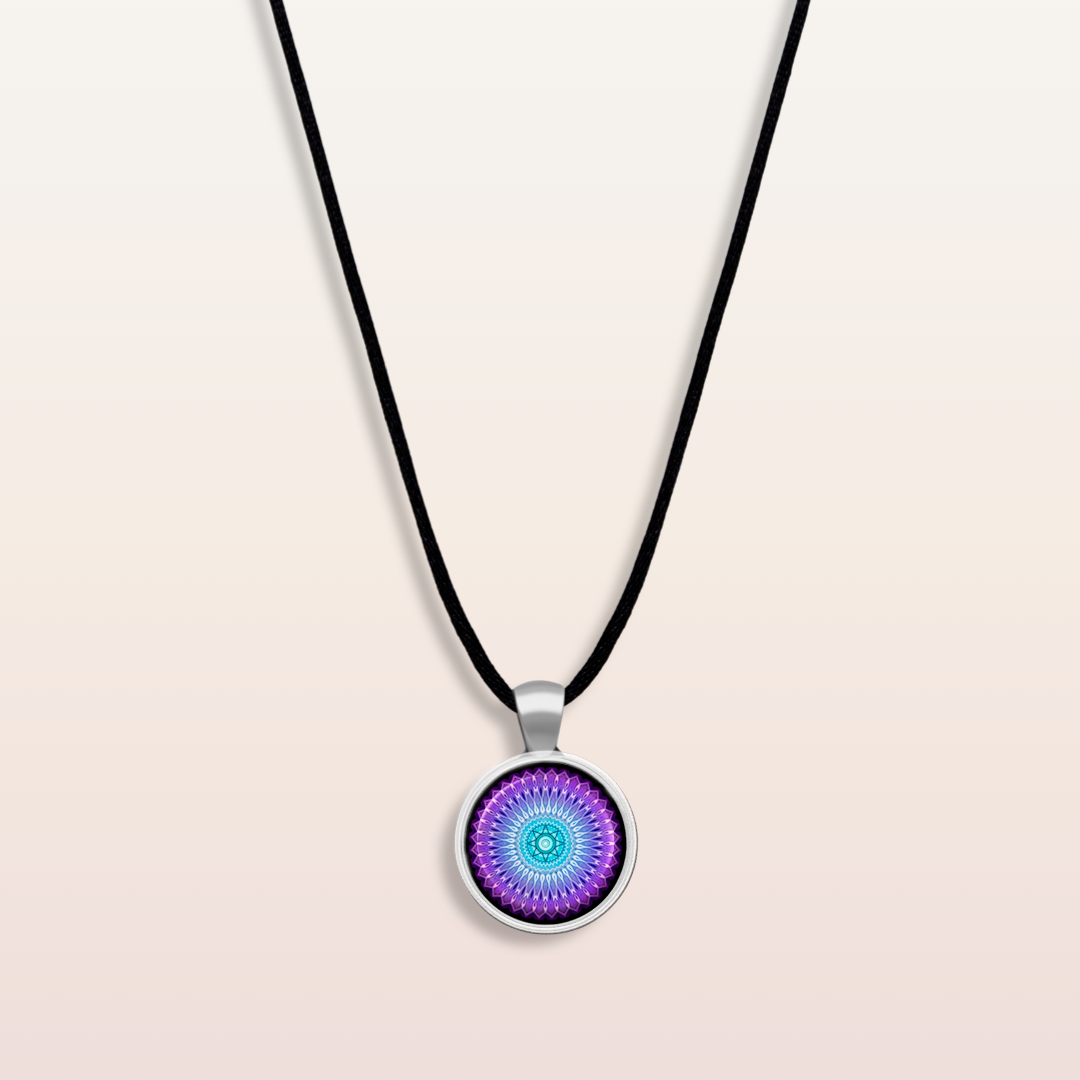 N4 - Protection - Cabochon Glass Necklace - Sacred geometry symbols of healing Arts