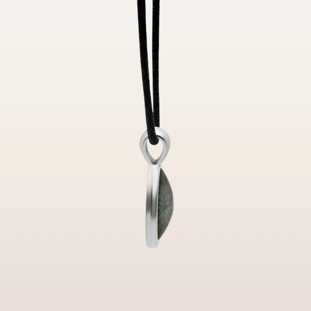 N10 - Abundance- Cabochon Glass Necklace - Sacred geometry symbols of healing Arts