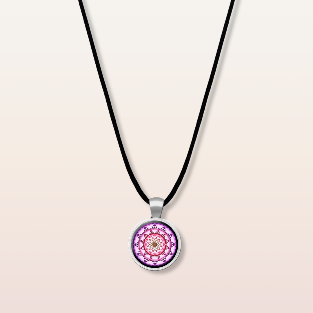 N6 - Love - Cabochon Glass Necklace - Sacred geometry symbols of healing Arts