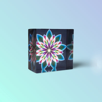 Divine Connection - 2 x 2 Inch - Acrylic Block - Sacred Geometry Symbols of Healing Arts - Zurhy