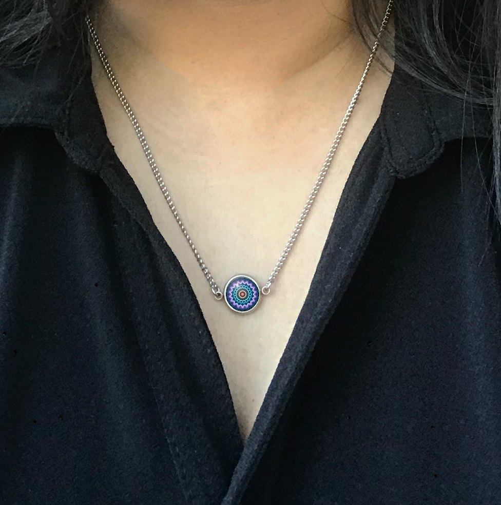 H3 - Balance & Stability - Cabochon Glass Hypoallergenic Necklace - Sacred geometry symbols of healing Arts