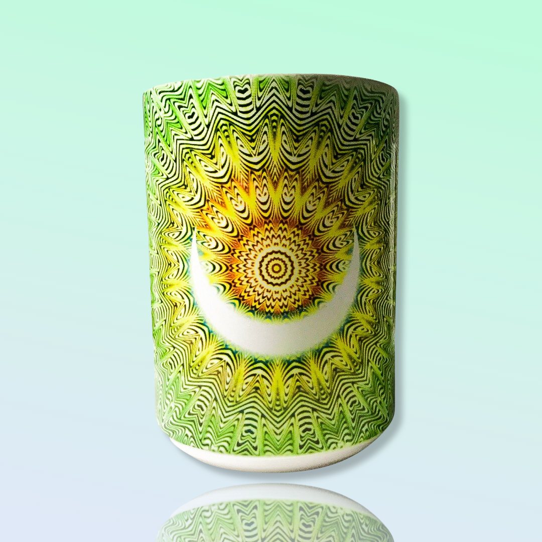 Moon - 15 oz - Ceramic Mug - Sacred Geometry Symbols of Healing Arts - Zurhy