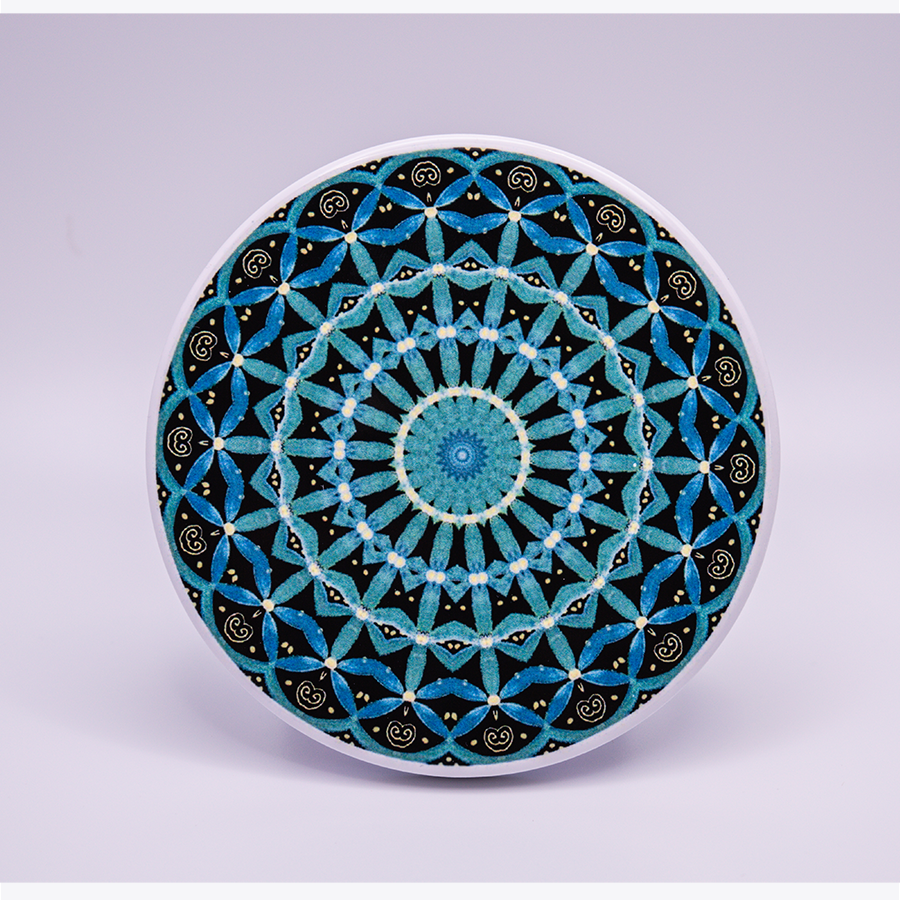 C12 - Ceramic Coaster - Sacred Geometry Symbols of Healing Arts - Zurhy