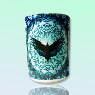 Freedom - 15 oz - Ceramic Mug - Sacred Geometry Symbols of Healing Arts - Zurhy