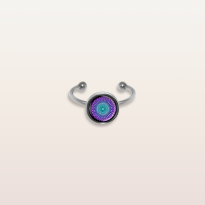 R1 - Cabochon Glass Ring- Sacred geometry symbols of healing Arts