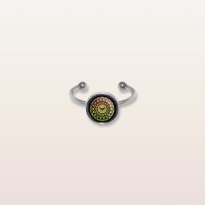 R2 - Cabochon Glass Ring- Sacred geometry symbols of healing Arts