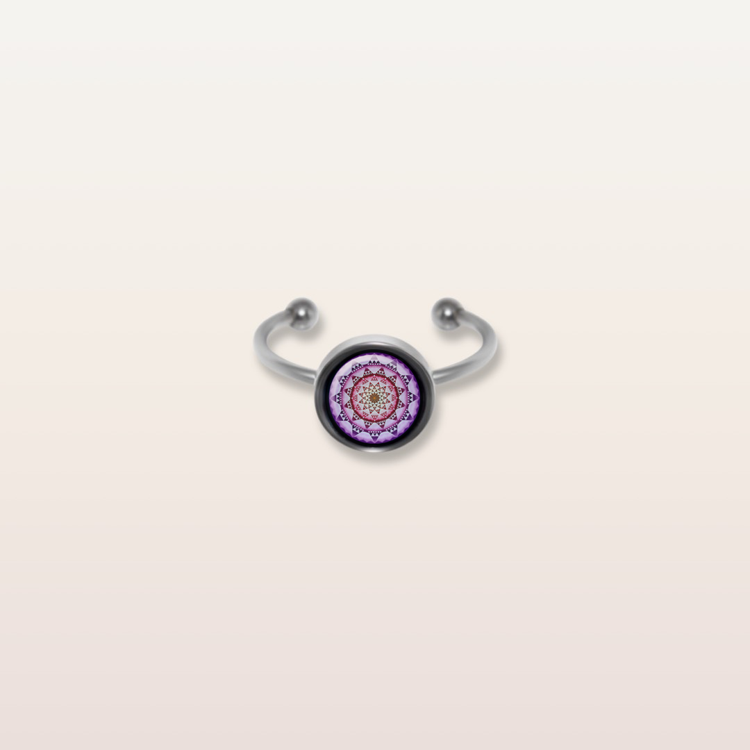 R3 - Cabochon Glass Ring- Sacred geometry symbols of healing Arts