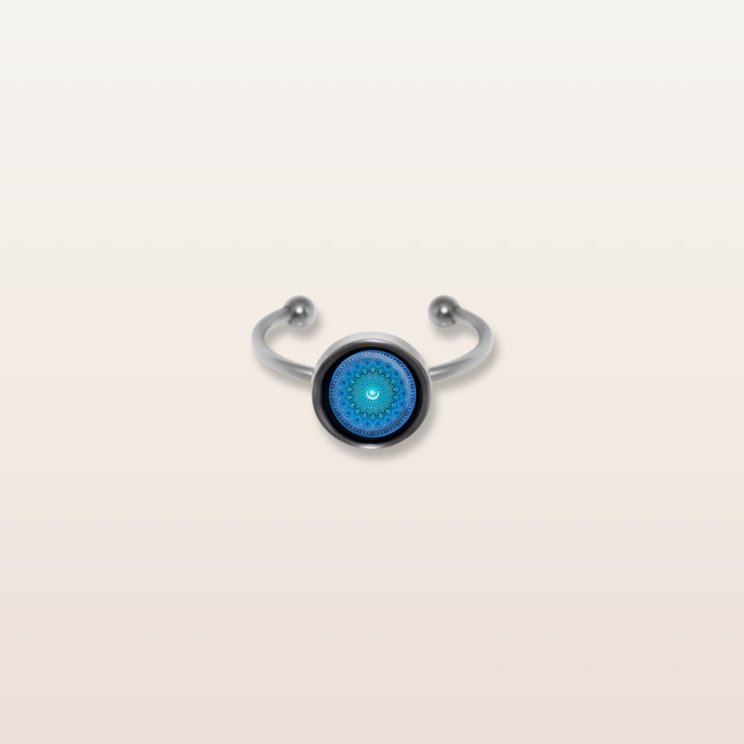 R4 - Cabochon Glass Ring- Sacred geometry symbols of healing Arts