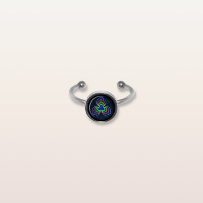 R8 - Cabochon Glass Ring- Sacred geometry symbols of healing Arts