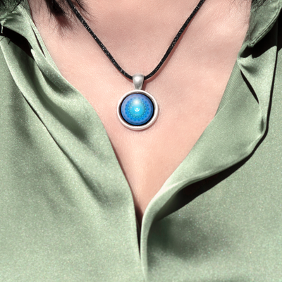 N7 - Manifest - Cabochon Glass Necklace - Sacred geometry symbols of healing Arts