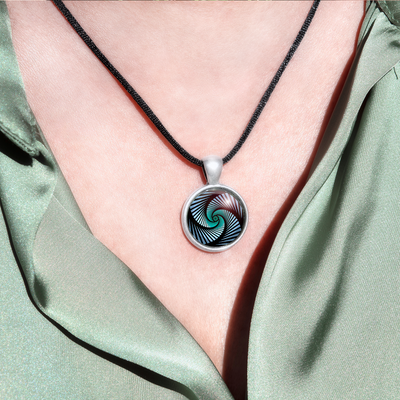 N15 - Infinite Possibilities - Cabochon Glass Necklace - Sacred geometry symbols of healing Arts