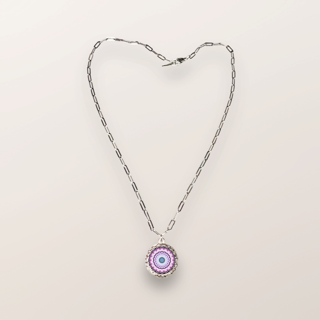 J25 - Unconditional Love - Cabochon Glass Necklace - Sacred geometry symbols of healing Arts (Copy)