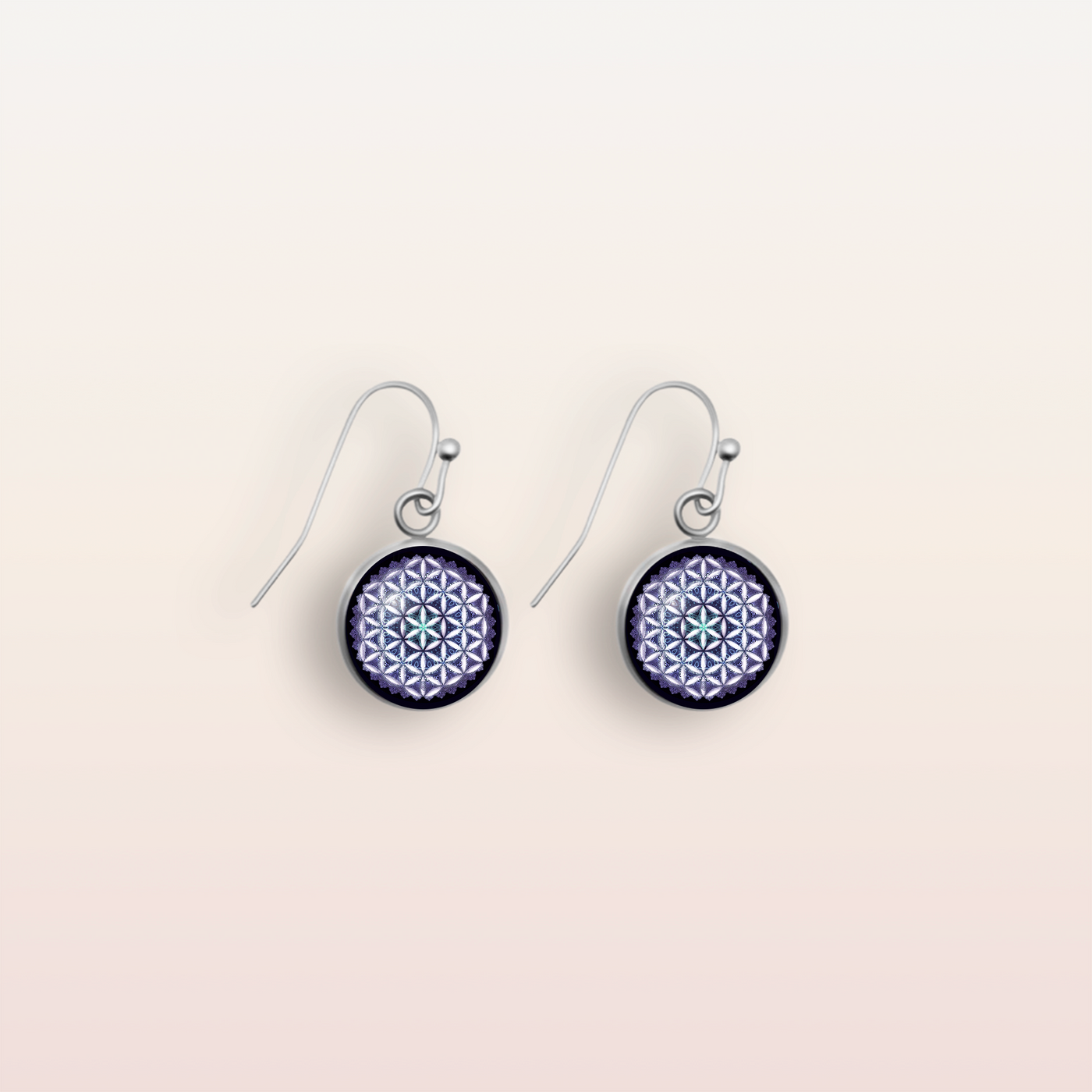 XX24- Flower of Life - Zurhy Hypoallergenic Earring Jewelry -  Sacred Geometry Symbols of Healing Arts - Ball Dot Hook