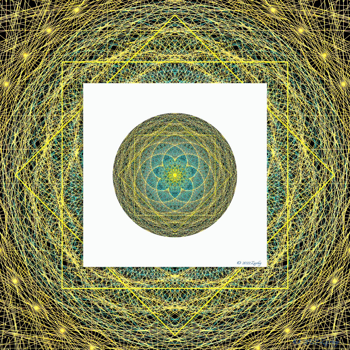 21 - RUMI - Giclée Circle Art Print - On 8" x 8" or 12"x12" Satin Luster Paper - Sacred Geometry Symbols of Healing Arts