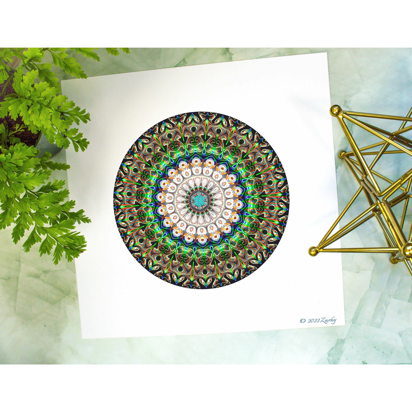 7 - LEAH - Giclée Circle Art Print - On 8" x 8" or 12"x12" Satin Luster Paper - Sacred Geometry Symbols of Healing Arts