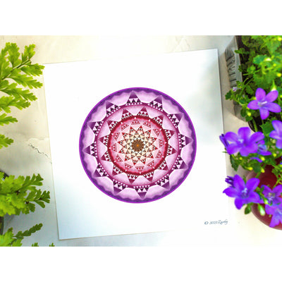 6 - RESH - Giclée Circle Art Print - On 8" x 8" or 12"x12" Satin Luster Paper - Sacred Geometry Symbols of Healing Arts