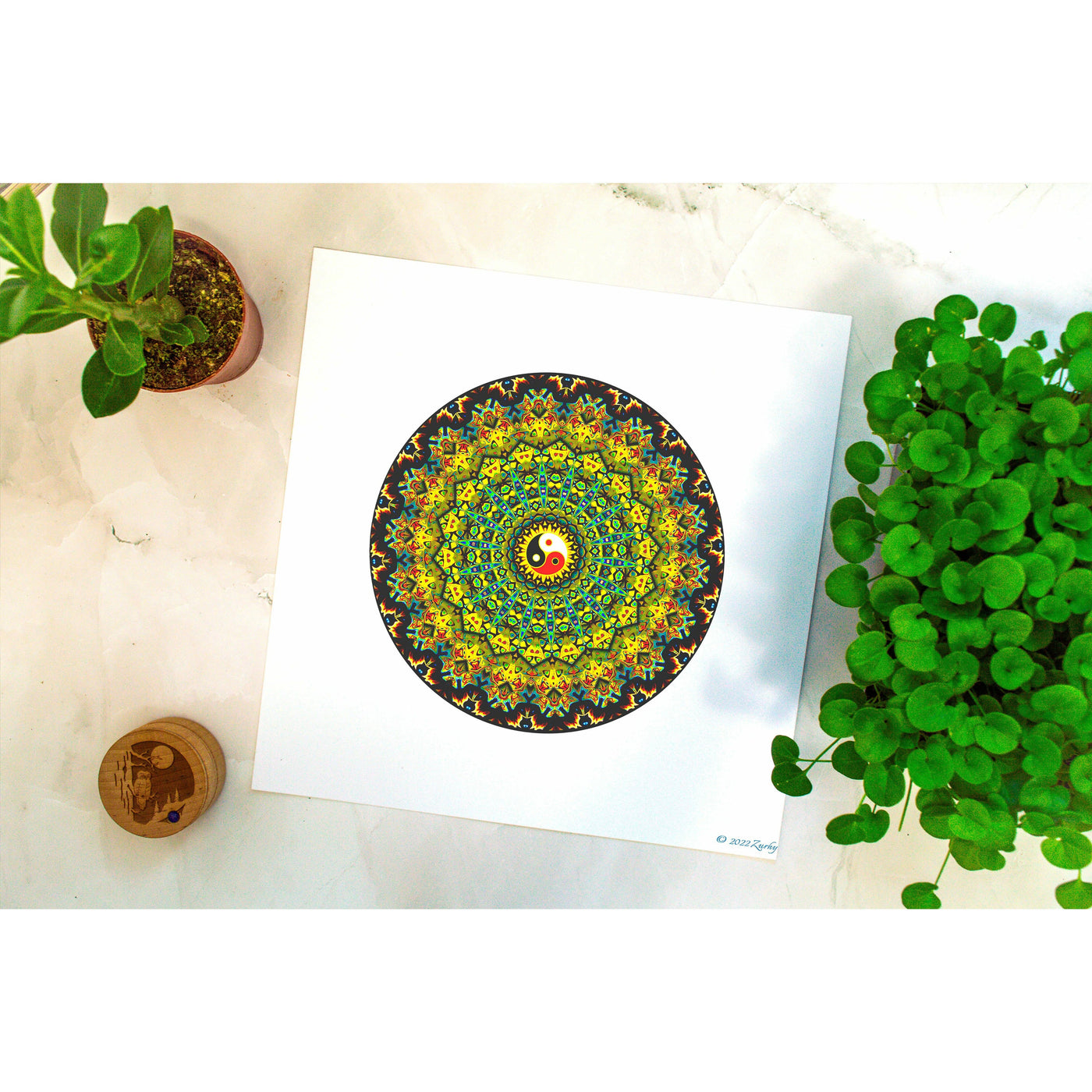 1 - ZIAH - Giclée Circle Art Print - On 8" x 8" or 12"x12" Satin Luster Paper - Sacred Geometry Symbols of Healing Arts